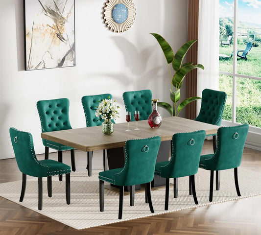 9 Piece Extendable Dining Table Set for 8 with Chairs, 63"-78.7" 8 Person Dining Room Table Sets for 4-10 People,, Customized
