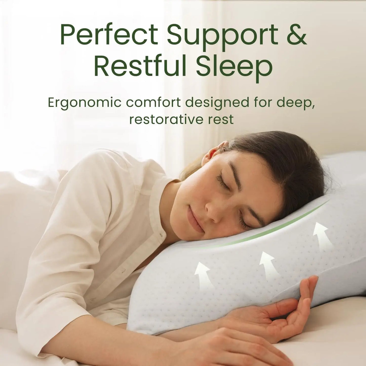 Queen Size Memory Foam Pillows Set of 2 - Cooling Bed Pillows for All Sleepers, Firm and Comfy, Bamboo Rayon