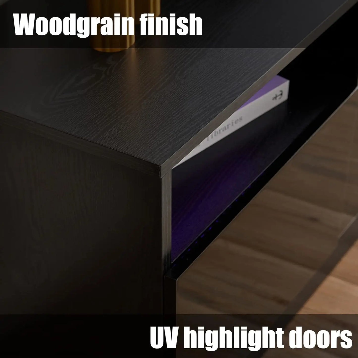 70" Fireplace TV Stand LED Light Wood Texture Storage Cabinet Up to 80", Customized