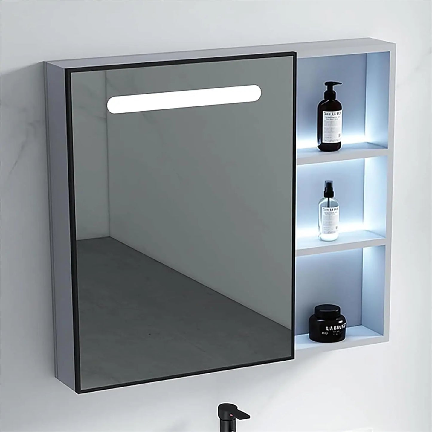 Bathroom Medicine Cabinet with Mirror, Bathroom Mirror with Storage with LED Light Open Style Bathroom Medicine, Customized