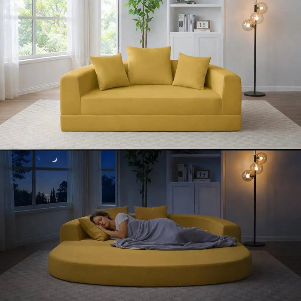Convertible Corduroy Loveseat Sleeper 67in Pull-Out Floor Bed 3 Pillows 550lbs Capacity, Customized