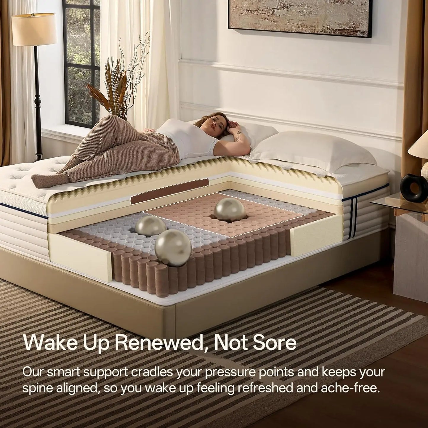 Queen Mattress 12 Inch, Medium Plush Hybrid Queen Size Mattress with Memory Foam & Individually Wrapped Pocket, Customized