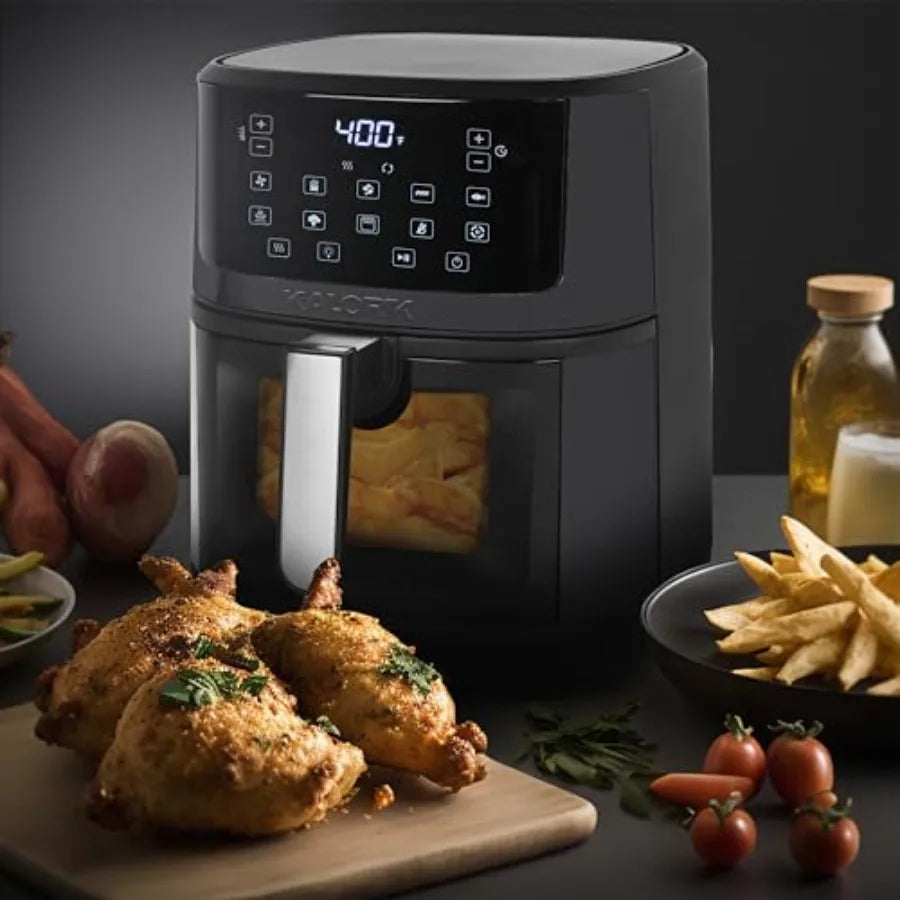 7 Quart Air Fryer with Touchscreen Controls 10 Cooking Presets in 12 Food Categories Large Illuminated View Window Nonstick Bas