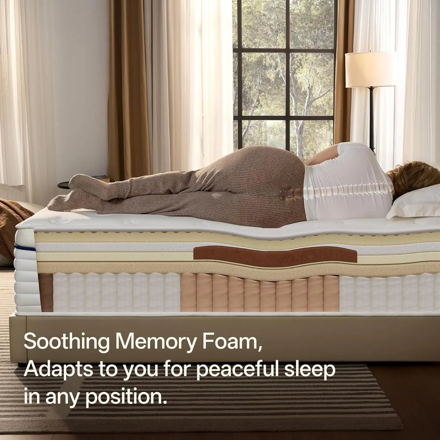 Queen Mattress 12 Inch, Medium Plush Hybrid Queen Size Mattress with Memory Foam & Individually Wrapped Pocket, Customized