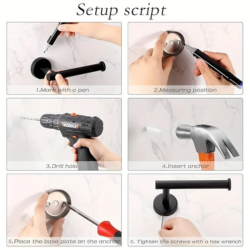 10 Pcs Matte Bathroom Hardware Set SUS304 Bathroom Hanger Set 16 Inch Hand Towel Bar Towel Holder Toilet Paper Holder