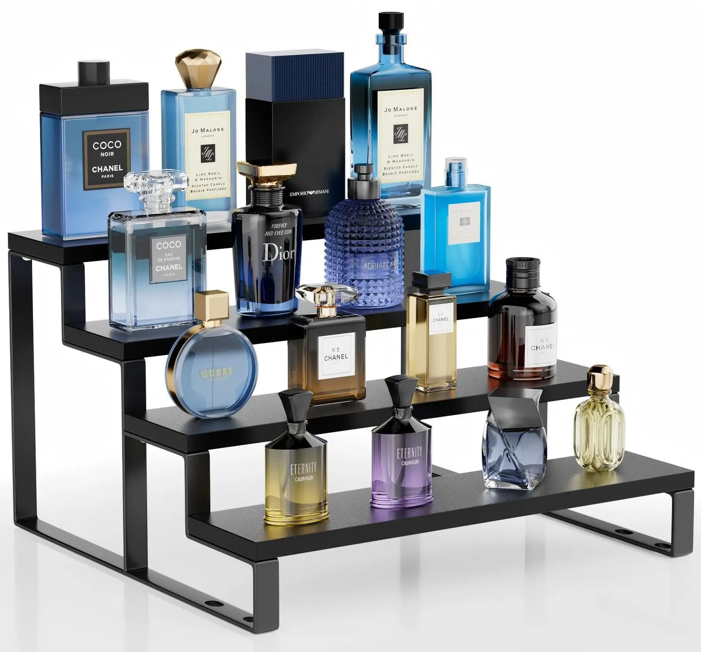 4 Tier Wood Cologne Organizer 12 Inch Waterproof Perfume Display Stand with Anti-Slip for Men Dresser Top