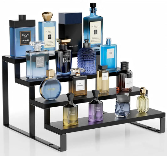 4 Tier Wood Cologne Organizer 12 Inch Waterproof Perfume Display Stand with Anti-Slip for Men Dresser Top