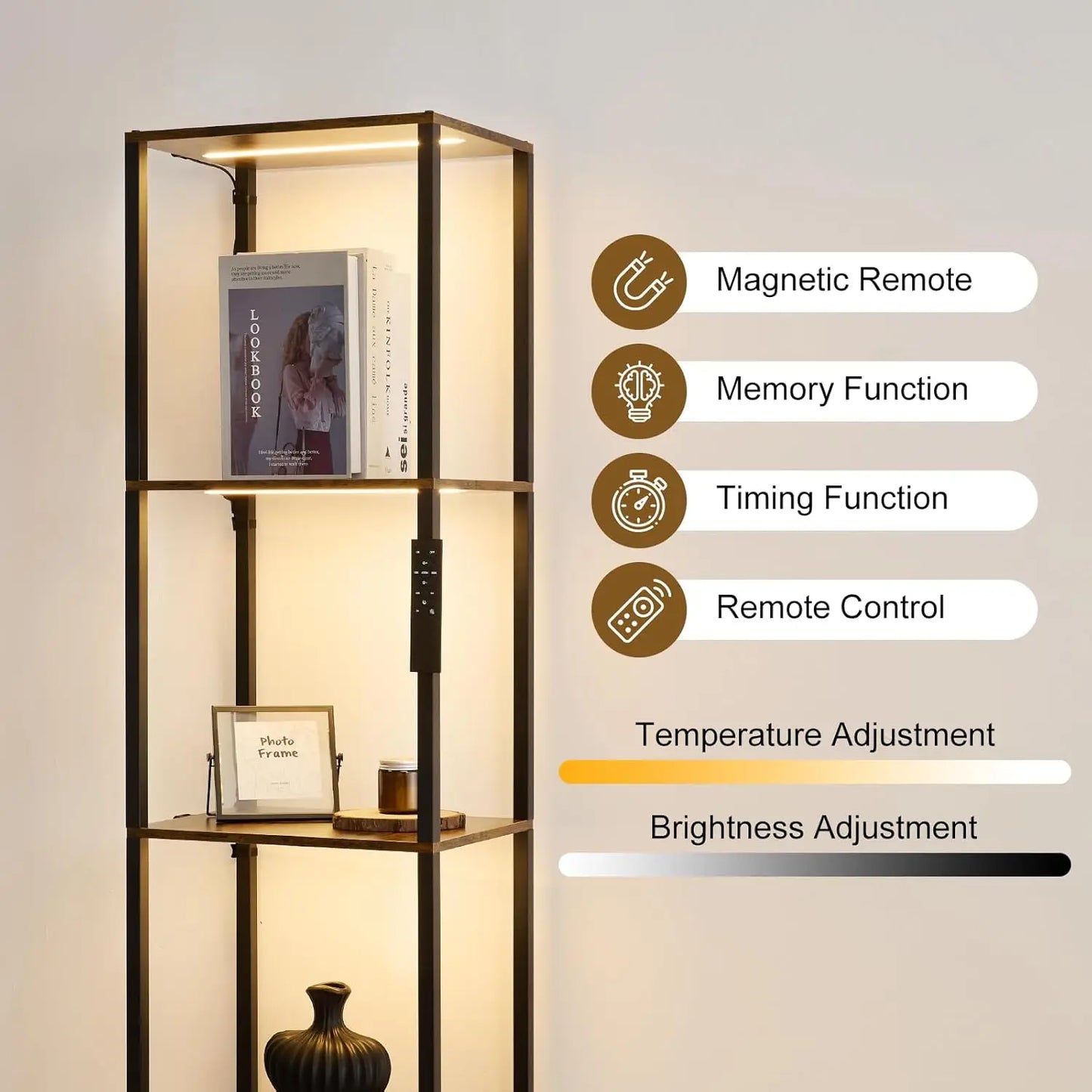 5-Tier Corner Display Shelf with Dimmable LED Lights, Curio Cabinet for Collectibles and Decor in Living Room, Bedroom, Office