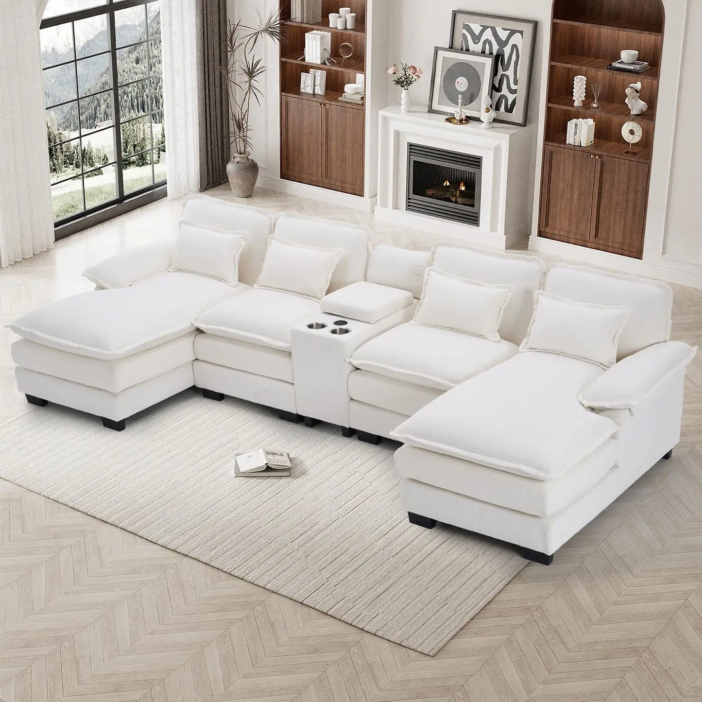 133" Oversized U Shaped Cloud Couch Modular Sectional Couches for Living Room Comfy Chenille Deep Seat Sofa Set, Customized