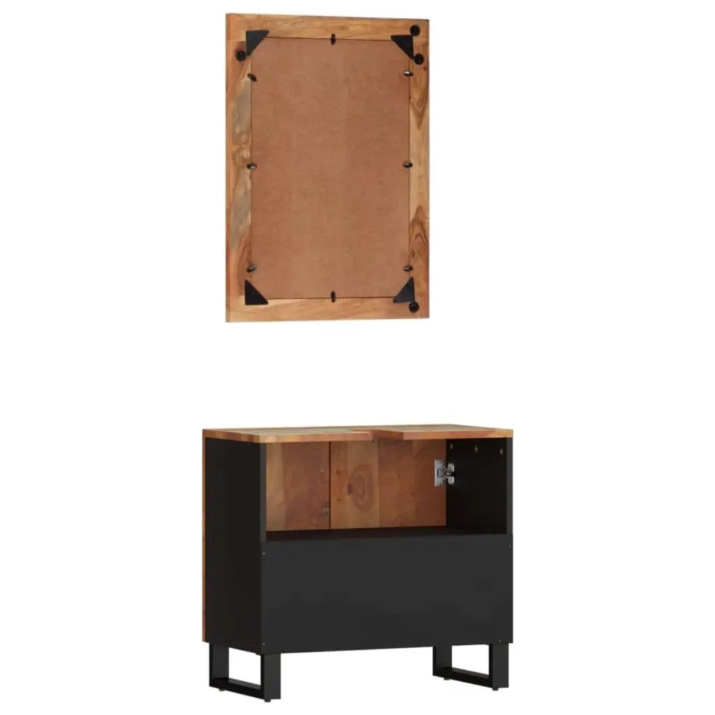 Rustic Bathroom Furniture Set, Solid Reclaimed Wood, 2-Piece Vanity Cabinet & Mirror, 13x24.4x22.8in, Farmhouse, Customized