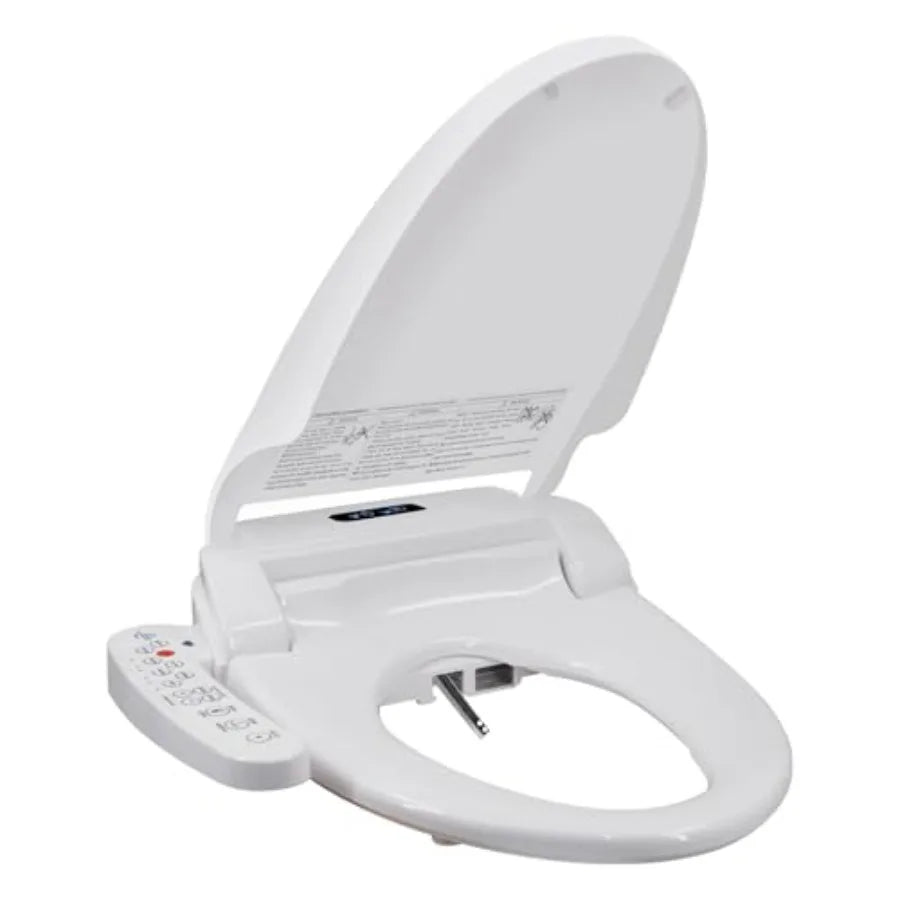 Electric Warm Water Bidet Toilet Seat with Warm Air Drying Heated Seat Self-cleaning Nozzle Temperature Adjustable White Round