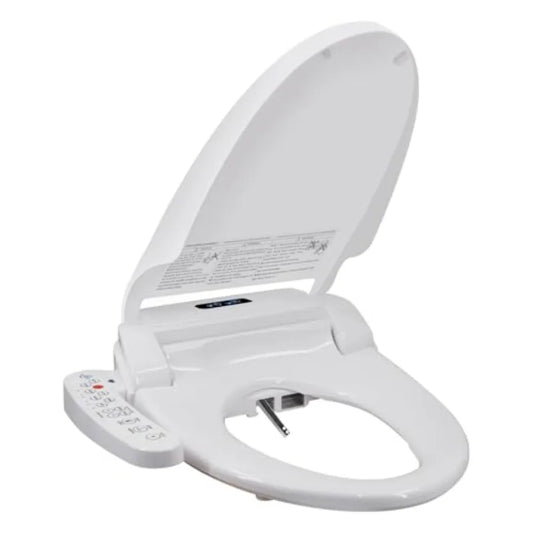 Electric Warm Water Bidet Toilet Seat with Warm Air Drying Heated Seat Self-cleaning Nozzle Temperature Adjustable White Round