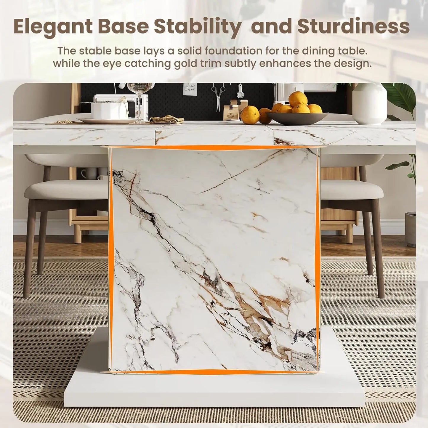 71" Faux Marble Dinner Table，Rectangle Modern White Dining Table for 6-8 People，Large Kitchen Furniture Table, Customized