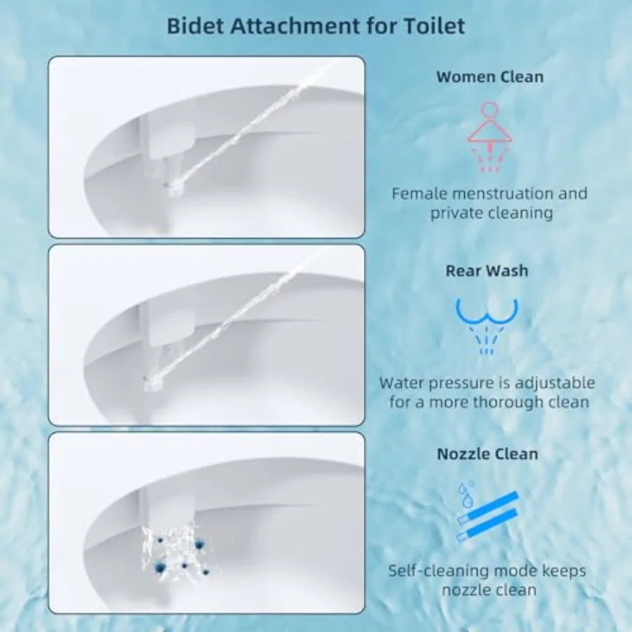 Bidet Attachment for Toilet Self Cleaning Dual Nozzle Hot Cold Water Spray Non-Electric Mechanical Bidet Toilet Seat for Rear o