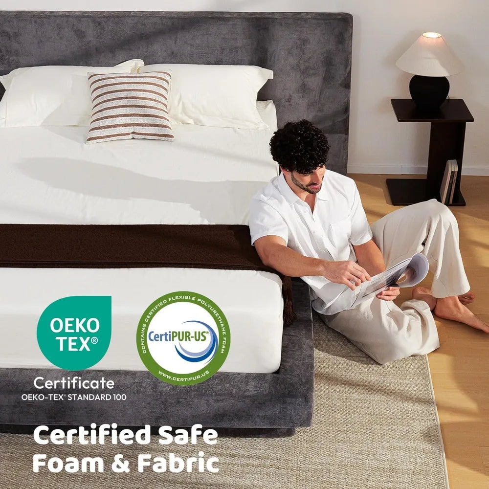 Cloud King Bed Frame with Extra Wide Upholstered Headboard, 5 Inch Foam Fully Cushioned Platform, Easy Assembly-Customized