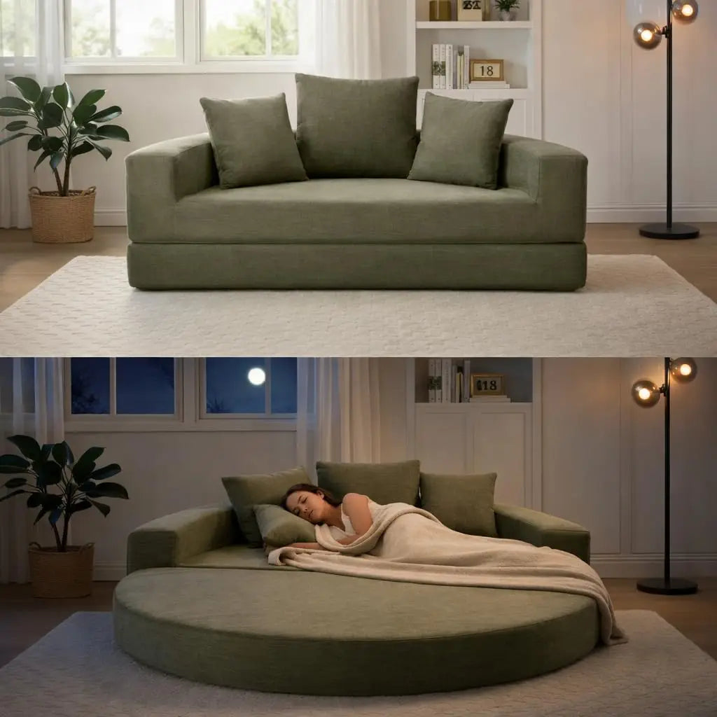 Convertible Corduroy Loveseat Sleeper 67in Pull-Out Floor Bed 3 Pillows 550lbs Capacity, Customized