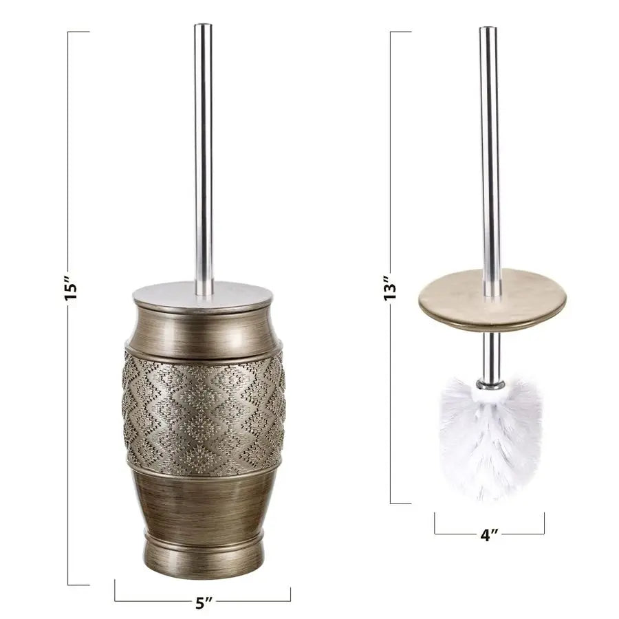 Dublin Silver Bathroom Accessories Set Complete Brushed Silver 6 Piece Bathroom Set Toilet Brush and Holder, Tissue Cover, Toot