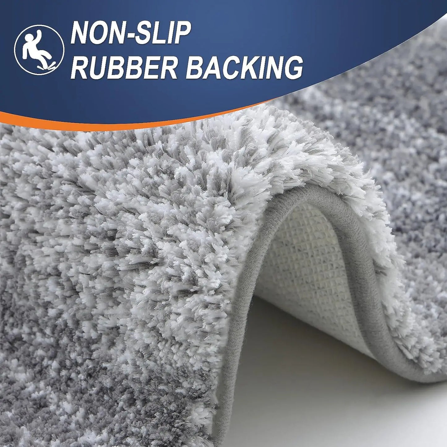 Extra Soft Absorbent Microfiber Bath Rugs, Rubber Backing, Quick Dry, Machine Washable for Bathroom Floor and Shower, Grey