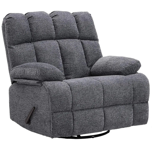 Oversized Swivel Rocker Recliner Chair Manual 350lb Wide Soft Upholstery Living Room Custom