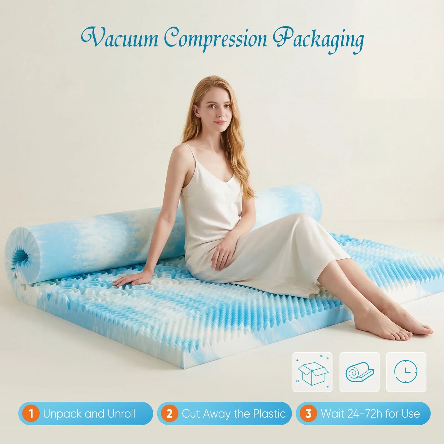 MCQ 5-Zone Memory Foam Mattress Topper 2 Inch Breathable Cooling Gel Infused Pressu Gel Cooling Mattress Soft Bed Topper
