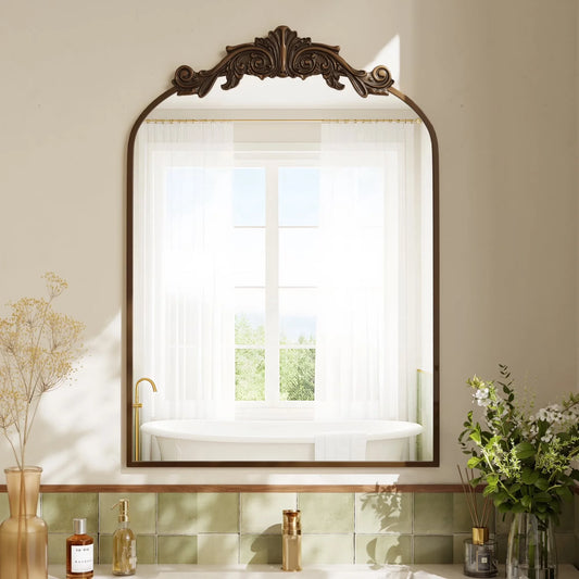 BEAUTYPEAK Classic Wall Decor Mirror Arched Metal Vintage Mirror