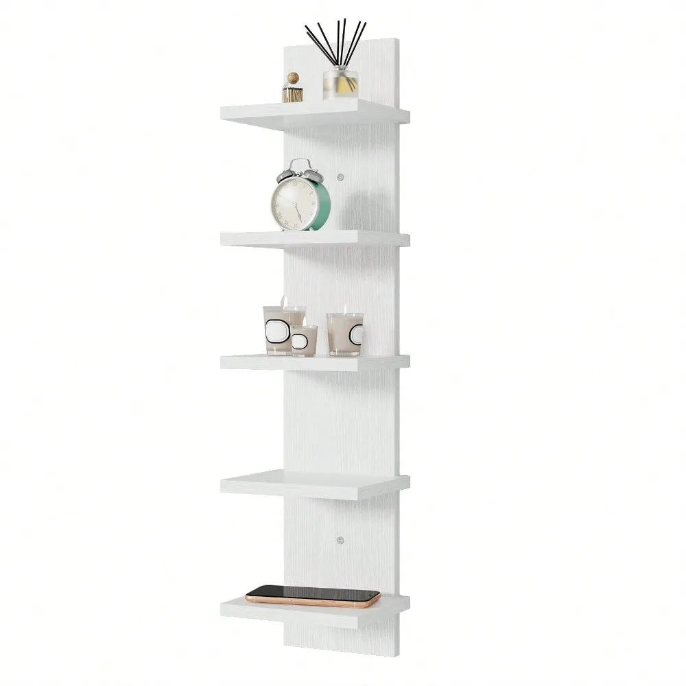 5-Tier Wall Mounted Shelf Versatile Storage Display Rack For Bedroom Living Room