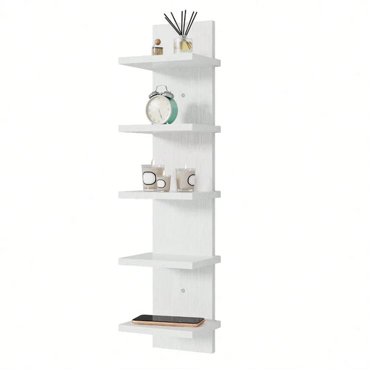 5-Tier Wall Mounted Shelf Versatile Storage Display Rack For Bedroom Living Room