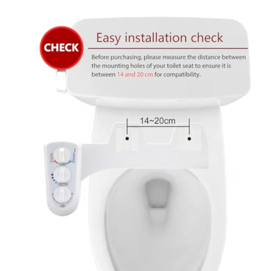 Self Cleaning Hot and Cold Water Bidet with Dual Nozzle for Male and Female Use - Non-Electric Mechanical Toilet Attachment - T
