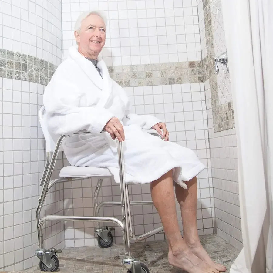Rolling Shower Chair, Commode, Transport Chair, FSA Eligible, Rolling Bathroom Wheelchair for Handicap, Elderly, Injured or Dis