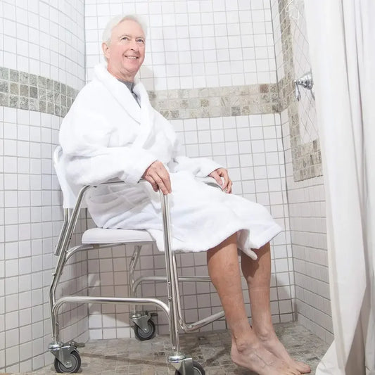Rolling Shower Chair, Commode, Transport Chair, FSA Eligible, Rolling Bathroom Wheelchair for Handicap, Elderly, Injured or Dis