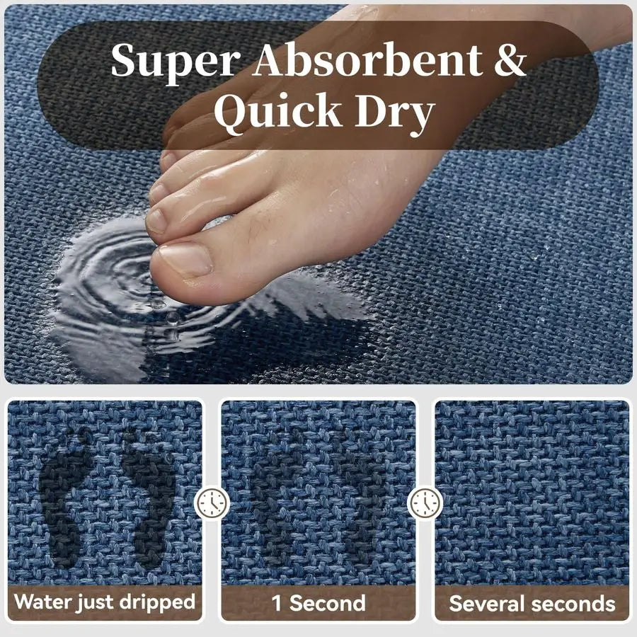 Bathroom Runner RugUltra Thin Non Slip Bath Mat Runner for Bathroom Mat Quick Dry, Rubber Backing Washable Runner Bathroom Rugs