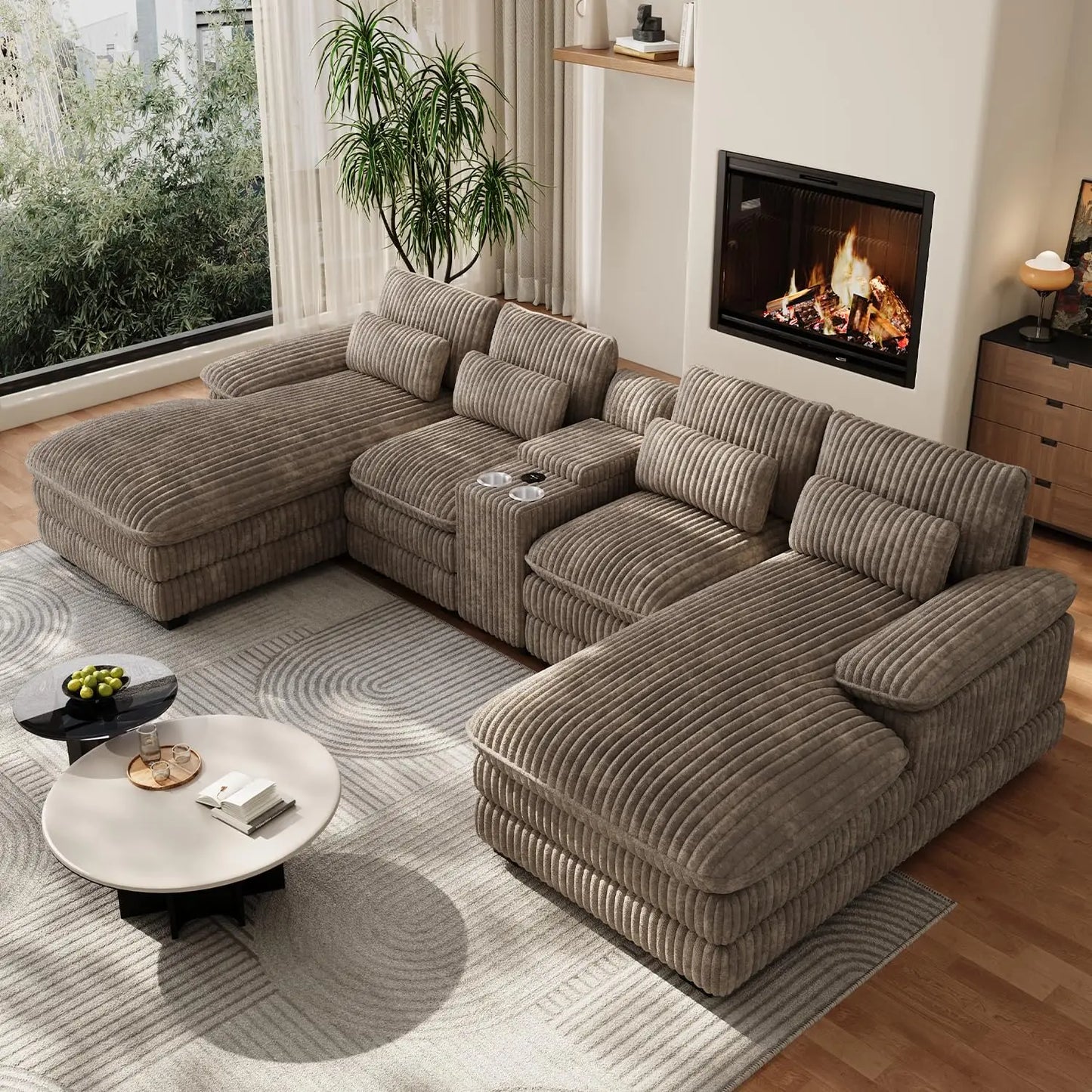 133" Oversized U Shaped Cloud Couch Modular Sectional Couches for Living Room Comfy Chenille Deep Seat Sofa Set, Customized