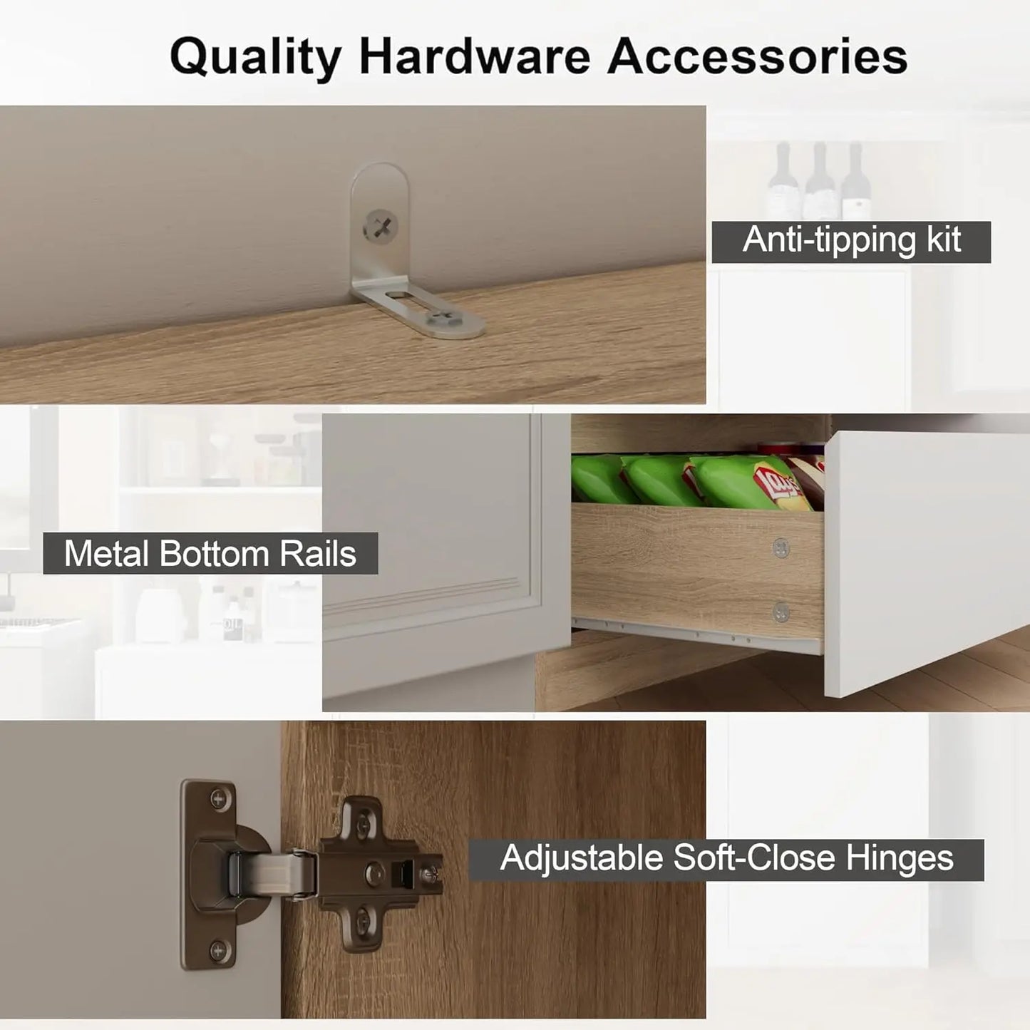 Extra Large Kitchen Pantry with Microwave Shelf, Kitchen Hutch Storage Cabinet with Countertop, Freestanding, Customized