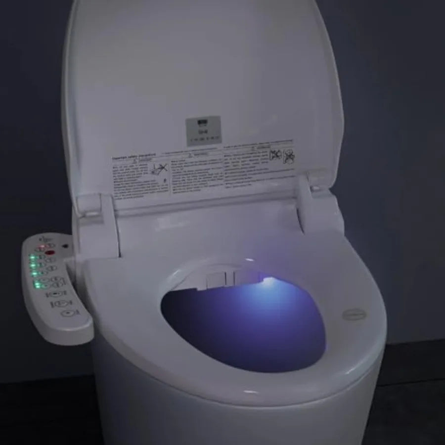 Electric Warm Water Bidet Toilet Seat with Warm Air Drying Heated Seat Self-cleaning Nozzle Temperature Adjustable White Round