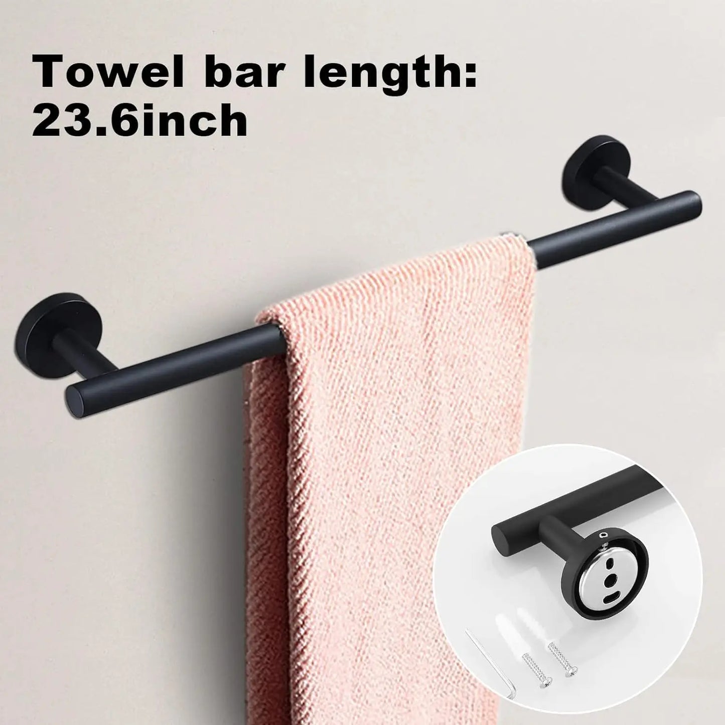 15-Piece Matte Black Bathroom Hardware Set with Towel Bars, Rings, Paper Holder & Hooks
