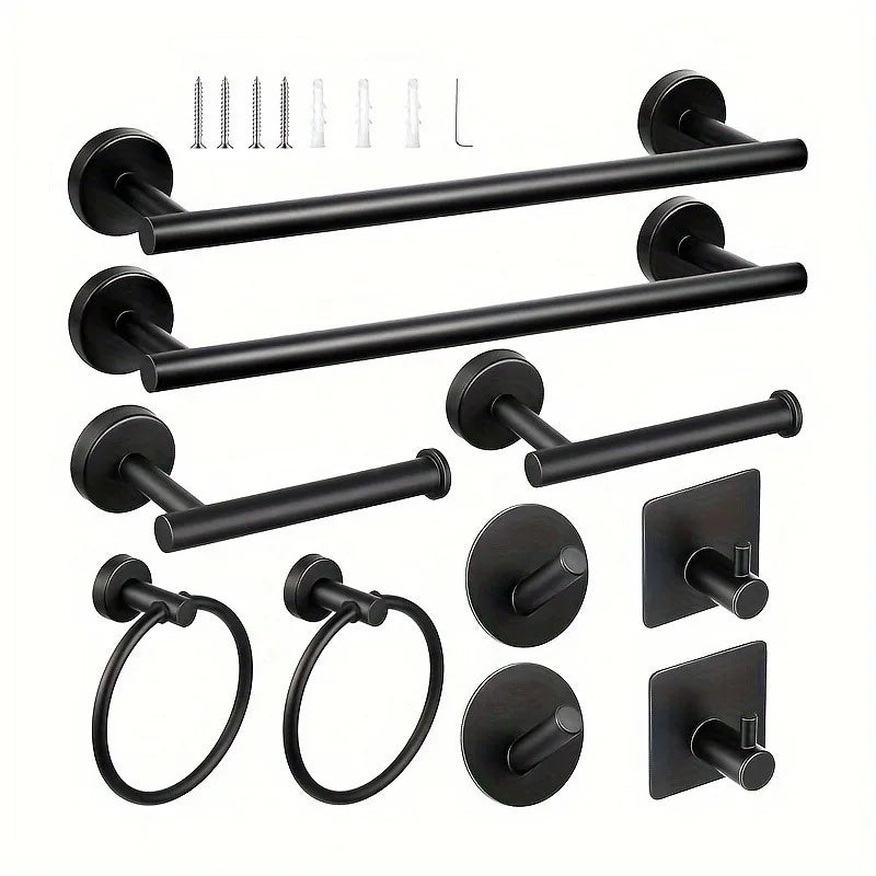 10 Pcs Matte Bathroom Hardware Set SUS304 Bathroom Hanger Set 16 Inch Hand Towel Bar Towel Holder Toilet Paper Holder