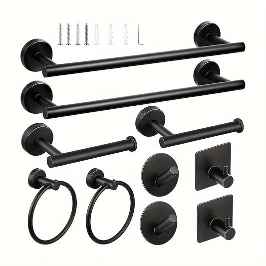 10 Pcs Matte Bathroom Hardware Set SUS304 Bathroom Hanger Set 16 Inch Hand Towel Bar Towel Holder Toilet Paper Holder