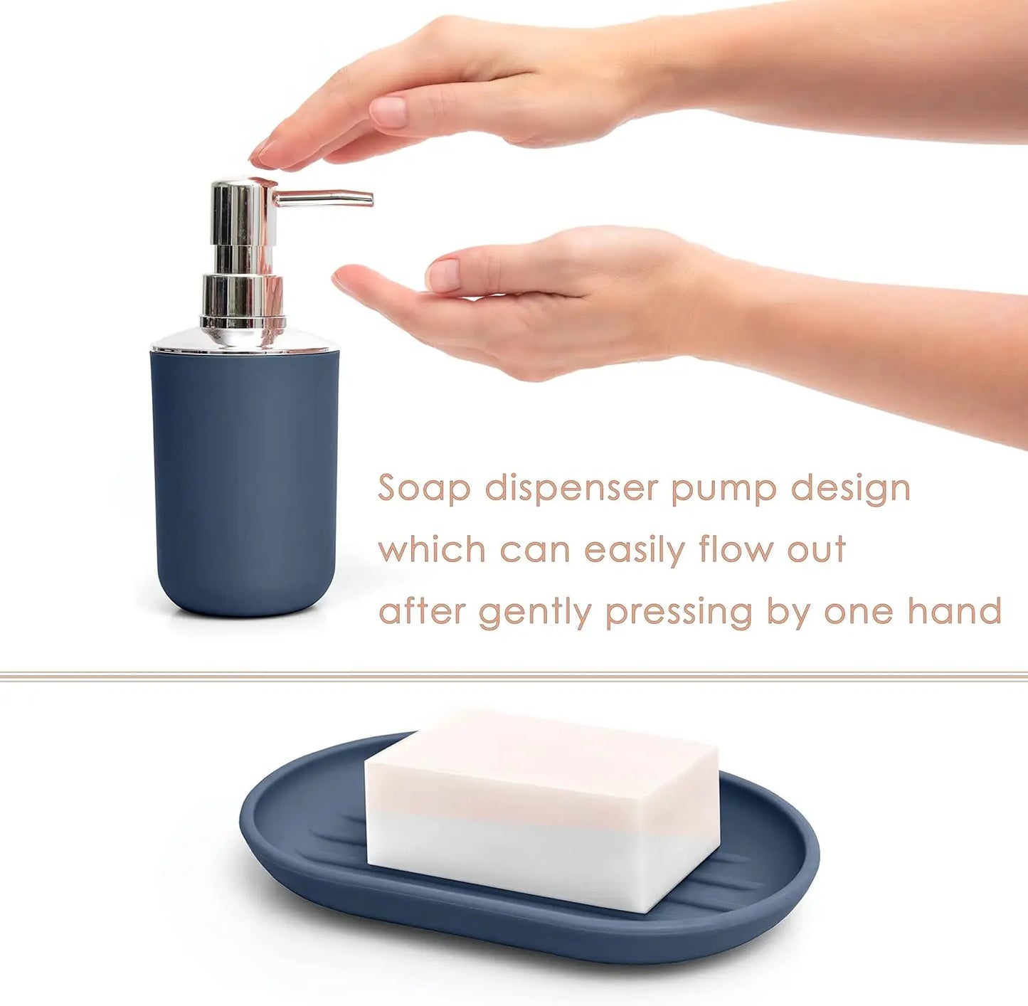 6-Piece Blue Bathroom Accessories Set: Soap Dispenser, Toothbrush Holder, Cup, Dish - Modern Decor Essentials