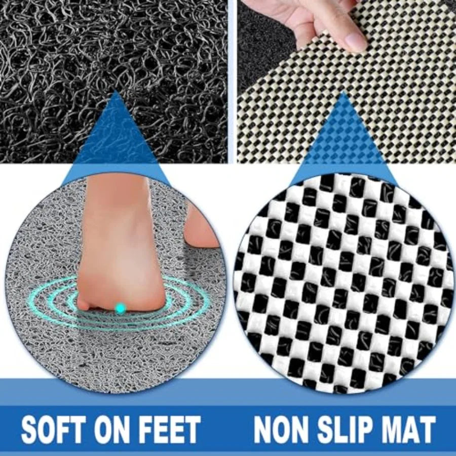 Shower Mats Non Slip for Elderly 24x47'' Extra Large Loofah Bath Mats for Shower Non-Slip Bath for Elderly Black