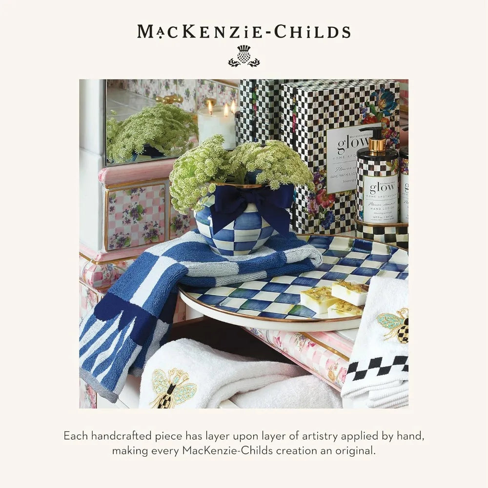 Bath Towel, Cute Decorative Bathroom Towel, Blue-and-White Royal Check