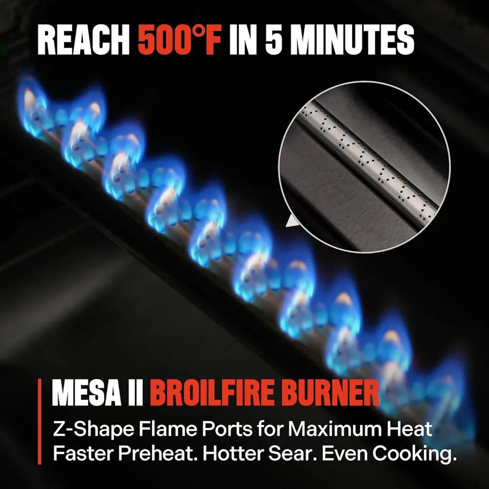 4 Burner Propane Gas Grill with d Broil Zone, StainlSteel Outdoor Mesa 2 Barbecue Grill, oldable Side Shelves, 500° in 5 Mins, A