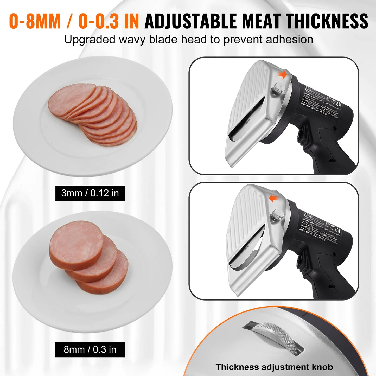 SucceBuy Electric Shawarma Knife, Cordless Battery Professional Turkish Knife Commercial Stainless Steel Gyro Cutter