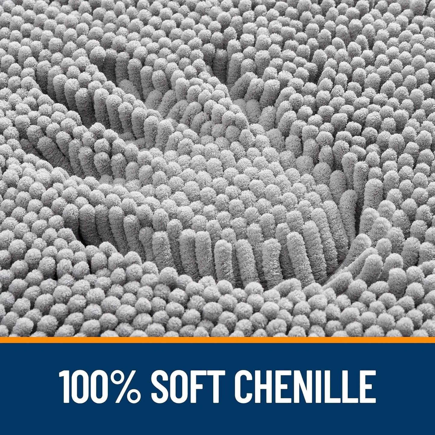 Soft Absorbent Chenille Bath Rugs 50x30, Quick Dry Rubber Backing, Machine Washable for Bathroom Floor and Shower