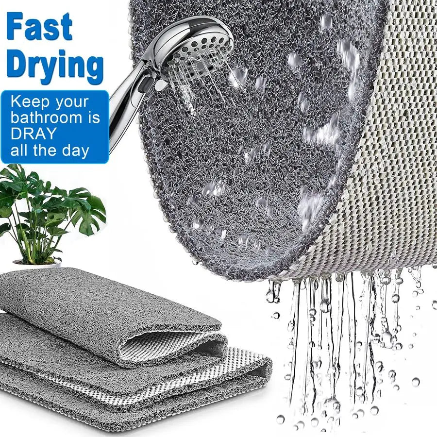 Mats Non Slip for Elderly, 24x47Extra Lager Loofah Shower Mat, Loofah Bath Mats for Shower, NonSlip Bath Mat for ElderlyGrey
