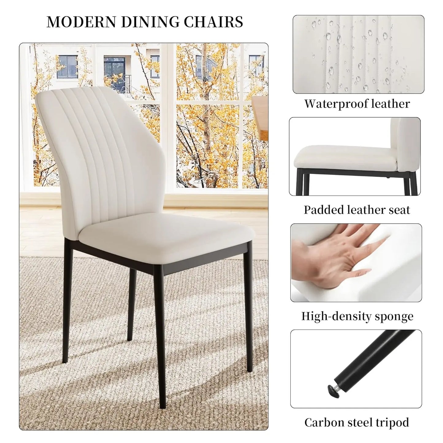 7-Piece Dining Set 63in MDF Table 6 Upholstered Chairs Metal Legs Kitchen Room Oak White Custom