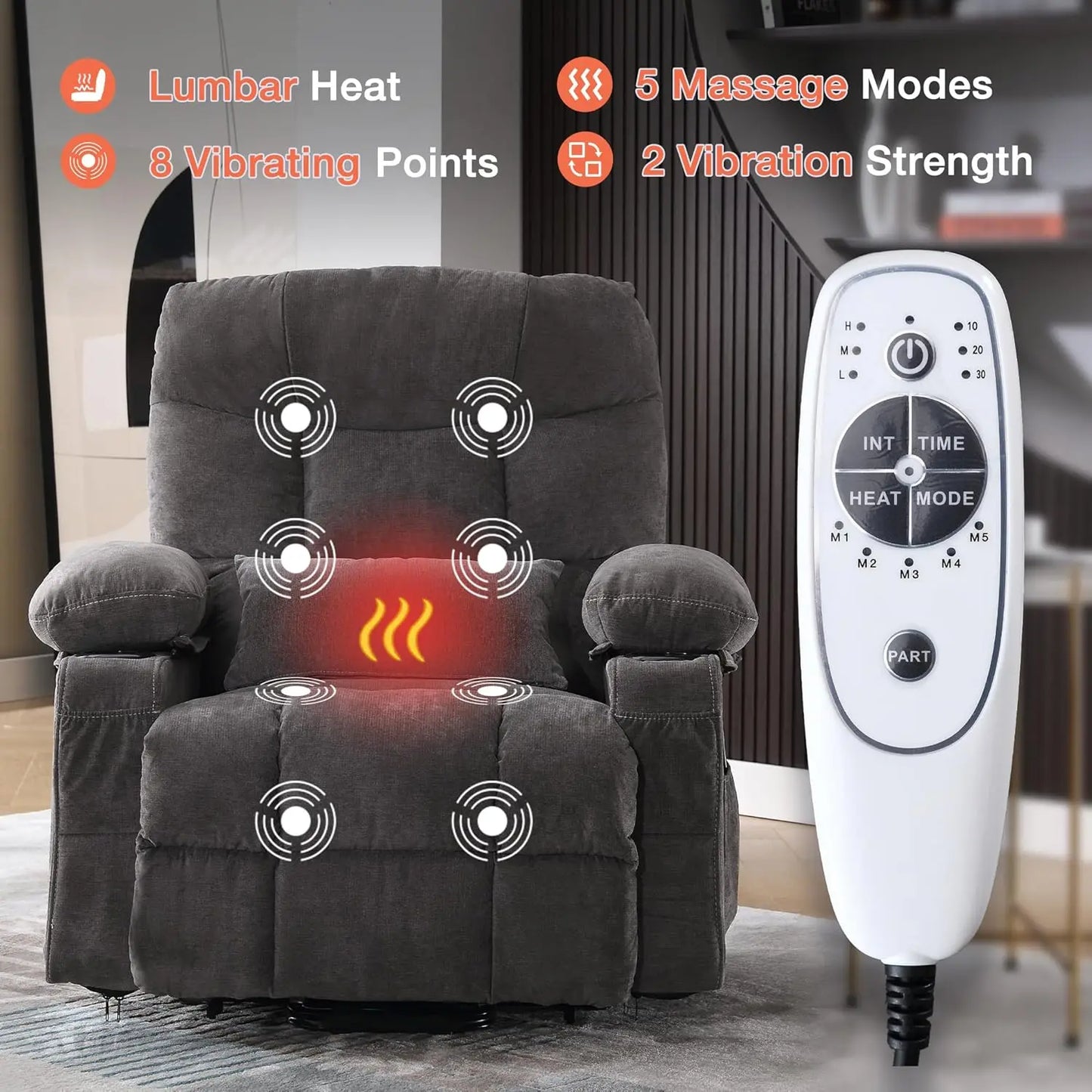 Power Lift Recliner Chair for Elderly with Vibration Massage and Lumbar Heating, Electric Lift Recliner Single Sofa, Customized