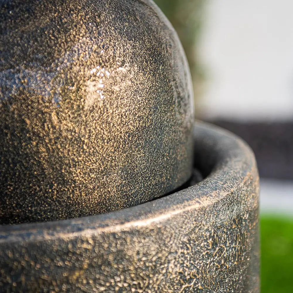 26" ern Sphere Water ountain with LED Light – Indoor Outdoor Stone Texture loor ountain, Zen Bubbling Ball Water eature or Garde