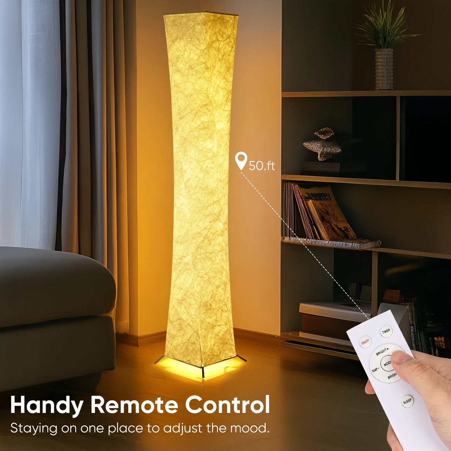 Soft Light Floor Lamp, 52" Simple Design Morden Slim Warm Light 3000K LED Tyvek Fabric Shade Standing Lamp for Living Room Bedro