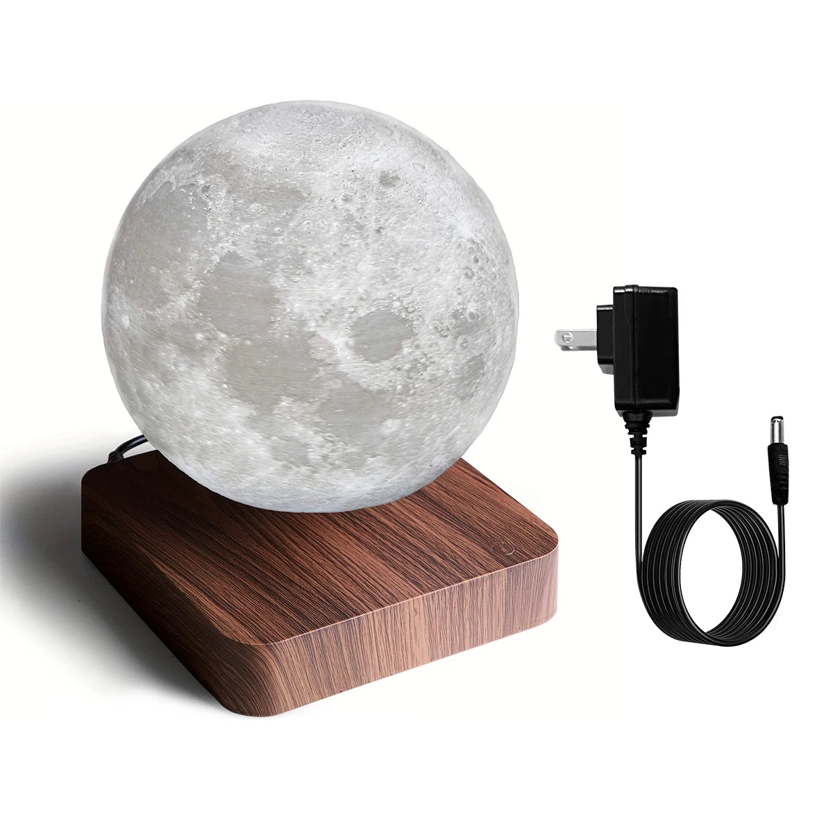 Magnetic Floating Rotating Moon Lamp with Wooden Base, 3 Color Temperature LED Night Lights of Print 3D for Unique Gifts,