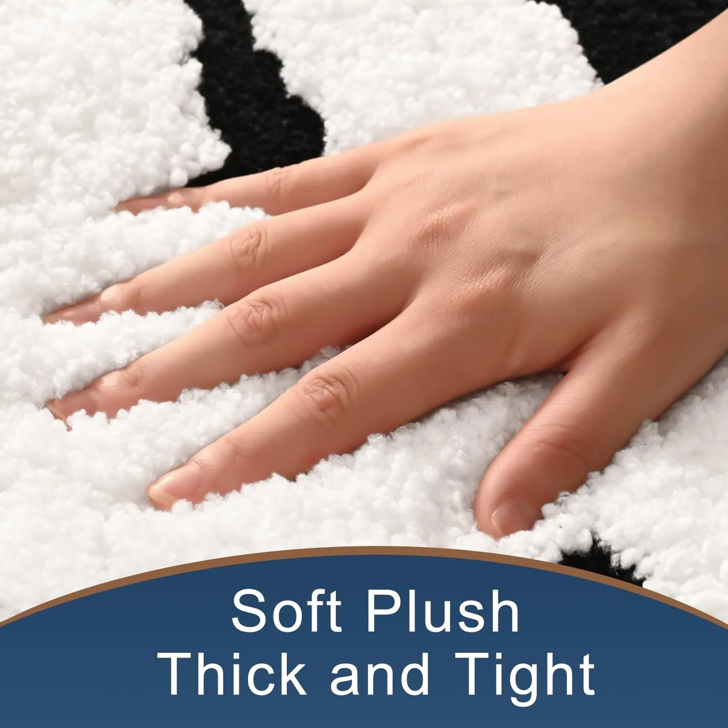 Bathroom Rug Black and White Non Slip Bath Mat Thick Soft Absorbent Floor Mat for Modern Home Decor Extra Large